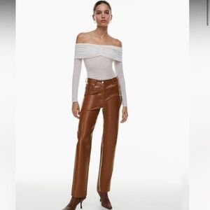 Aritzia Wilfred The Melina Vegan Leather Pant in Cognac Sz 2